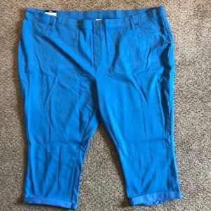 Terra & Sky teal blue stretch jegging Capri 4X 32W